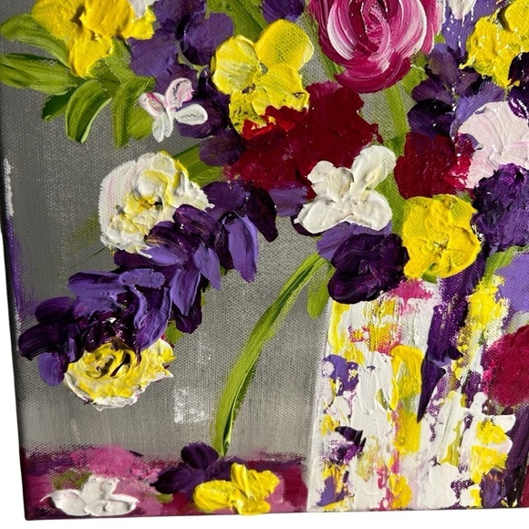Original Acrylic Canvas Art Bountiful Boquet Impressionism - Picture 4 of 14